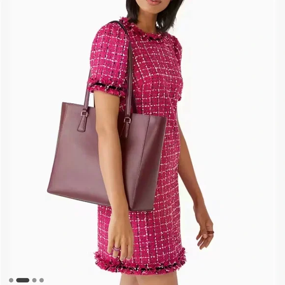 NWOT Kate Spade Deep Cherry Purple Leather Tote - Picture 2 of 4